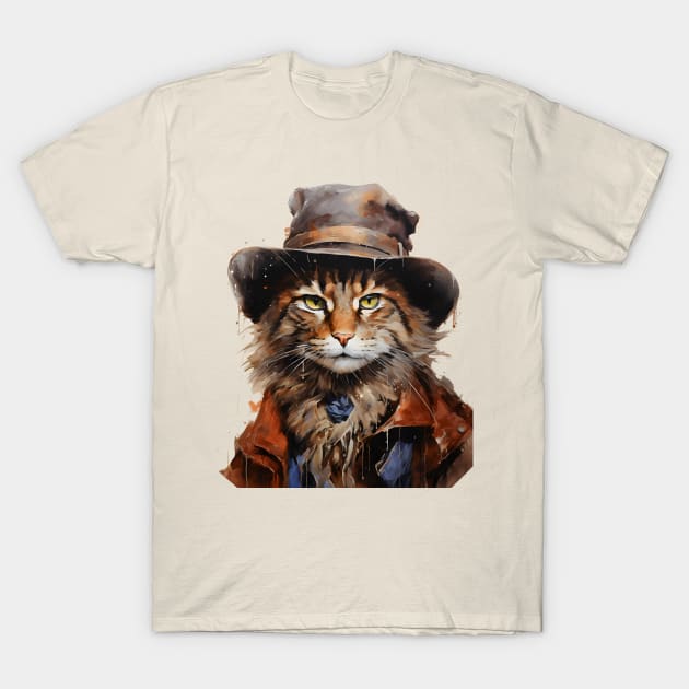 Cat Wearing Cowboy Hat T-Shirt by ArtisticCorner